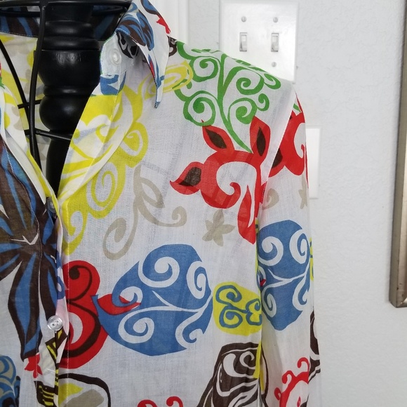 Chico's colorful cotton button up shirt - Picture 2 of 4